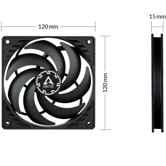 Arctic P12 Slim PWM PST 12 cm Negro